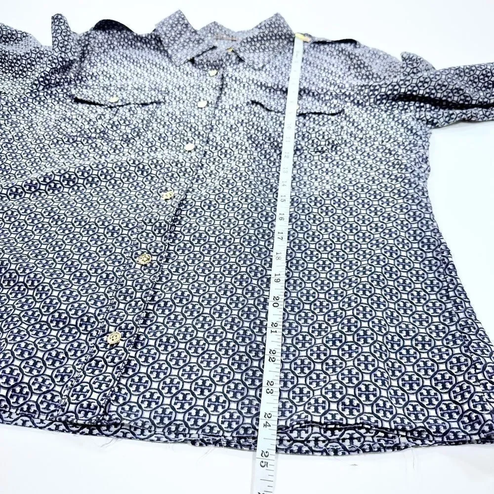 Tory Burch lightweight sheer pattern button down blouse M - Picture 13 of 13